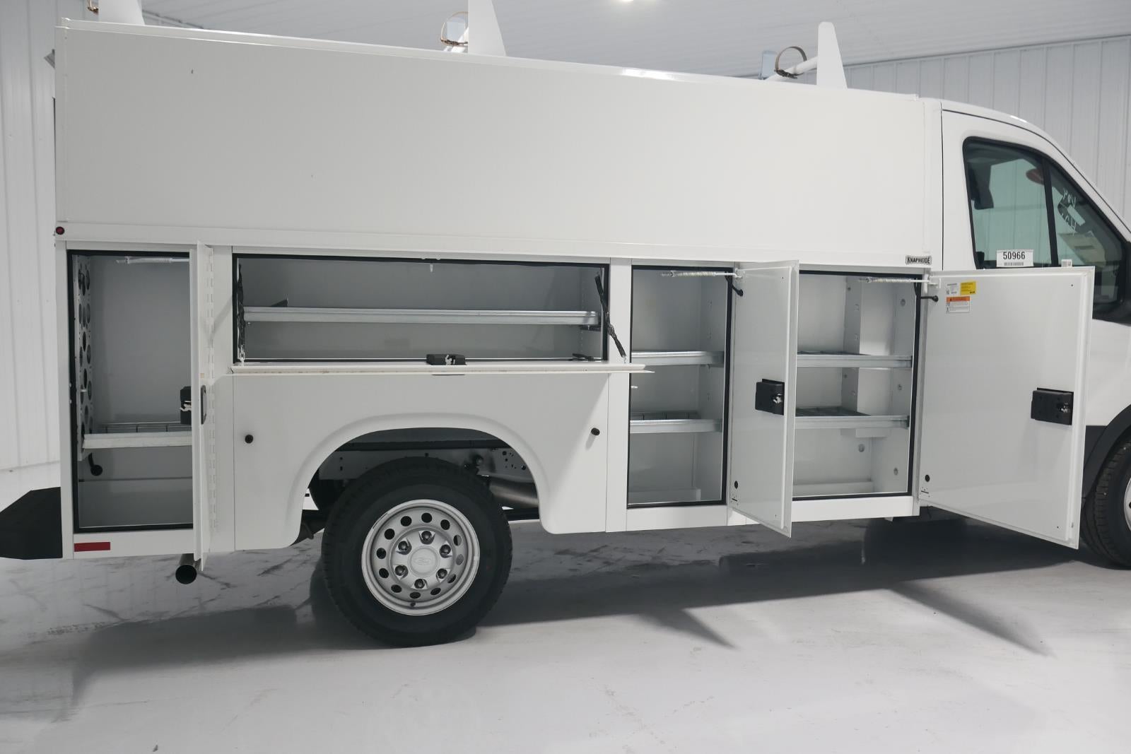 2024 Ford Transit Cutaway 10' KNAPHEIDE KUV BODY, LOW ROOF, ELECTRIC LOCKS, CLASS V HITCH, 3 BOW LADDER RACK