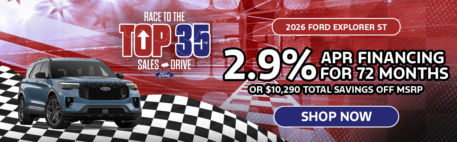 2.9%APR/72Mo OR $10,290 off MSRP | 2026 Ford Explorer